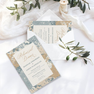 Fall Colors Caramel Slate Rehearsal Dinner Einladung