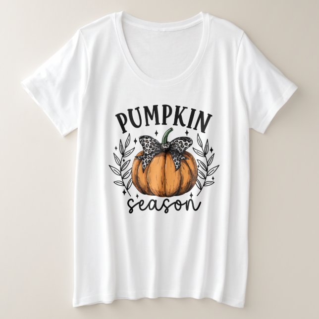 Fall Coquette Pumpkin-Saison Große Größe T-Shirt (Design vorne)
