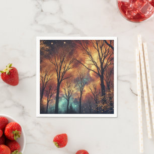 Fall Cosmic Twilight Forest Découpage Napkins Serviette