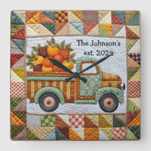 Fall Country Harvest Lieferwagen Truck Wall Clock Quadratische Wanduhr