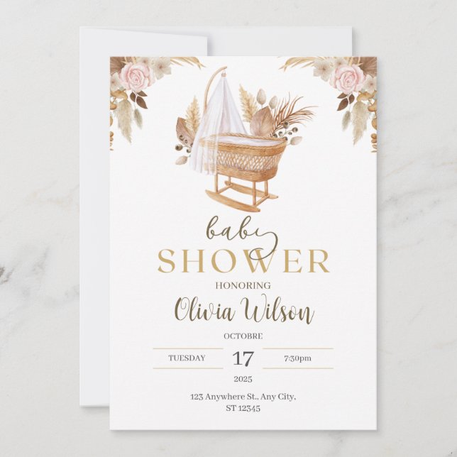 Fall Cradle Winter Girl Babydusche Einladung (Vorderseite)