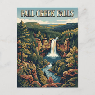 Fall Creek Falls Tennessee Vintage Reiseposter Postkarte
