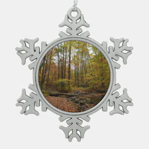 Fall Creek im Laurel Hill State Park Pennsylvania Schneeflocken Zinn-Ornament