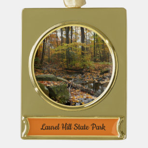 Fall Creek mit Blick auf den Laurel Hill Park Banner-Ornament Gold