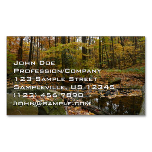 Fall Creek mit Spiegelung im Laurel Hill Park Magnetische Visitenkarte