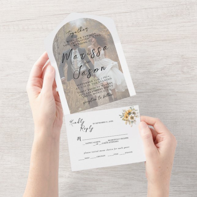 Fall Custom Foto Hochzeit All In One Einladung (Abreißen)