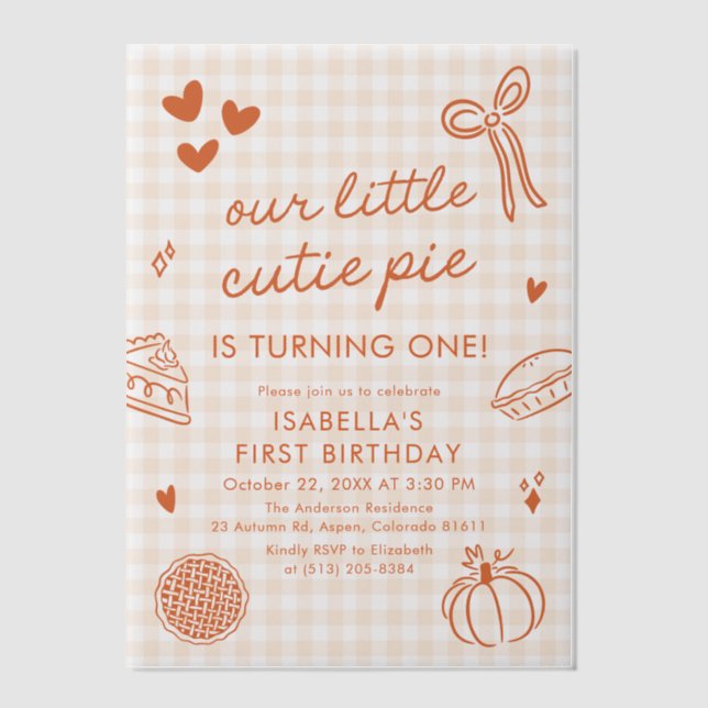 Fall Cute Hand Drawn Our Little Cutie Pie Birthday (Vorderseite)