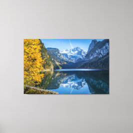 Fall Dachstein Berg reflektiert in Gosausee Lak Leinwanddruck