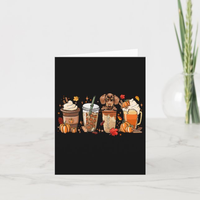Fall Dackel Cat Halloween Outfit für Fallen Karte (Vorderseite)