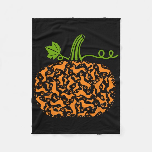Fall Dackel Doxin Pumpkin Fun Halloween Dog Lov Fleecedecke (Vorderseite)