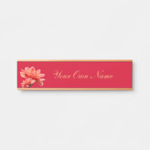 "Fall Dahlias" Red Hanger Name Plate Door Sign