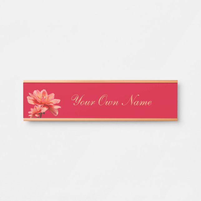 "Fall Dahlias" Red Hanger Name Plate Door Sign Türschild (Vorderseite )