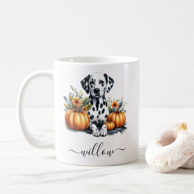 Fall Dalmatiner Hunde Tasse mit Personalisiertem N (Mit Donut)