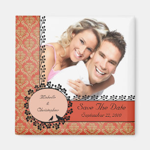 Fall-Damast-Liebe-Vogel-Foto-Save the Date Magnet