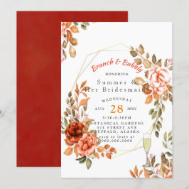 Fall Dark Red Floral Bridesmaids Luncheon Einladung