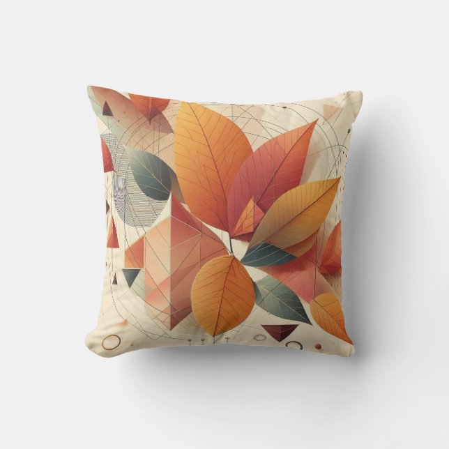 Fall Decor-Leaf & Geometric Pattern Kissen (Vorderseite)