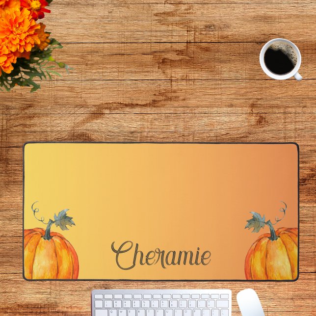 Fall Decor Pumpkins Personalisiert Schreibtischunterlage (Von Creator hochgeladen)