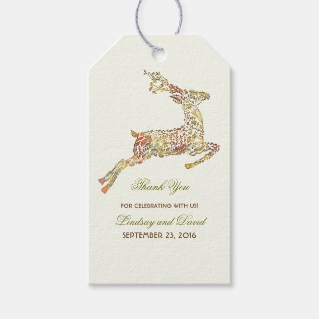 Fall Deer Wedding Vielen Dank Geschenkanhänger (Vorderseite)