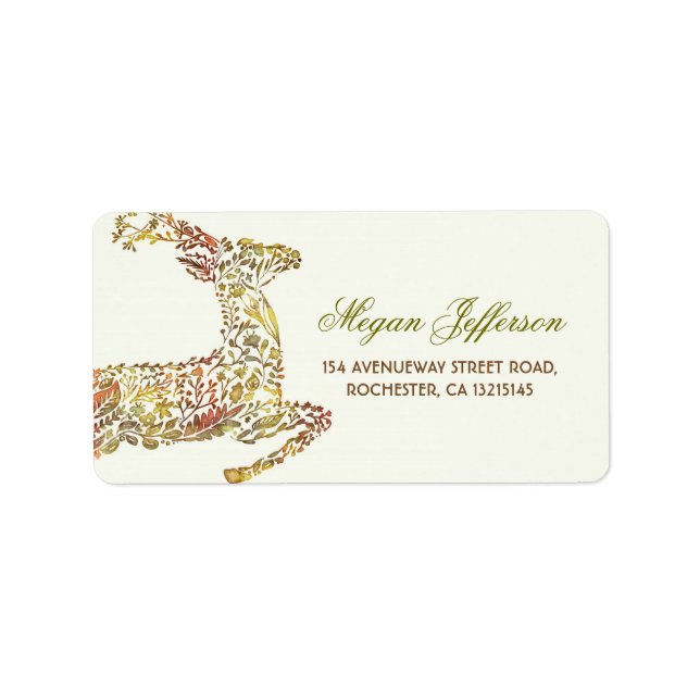 Fall Deer Woodland Hochzeitsplattform Labels Adressaufkleber (Vorne)