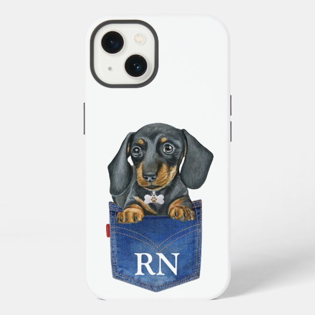 Fall der Dackel-Wurst-Dog Monogram-Mate iPhone Hülle (Rückseite)