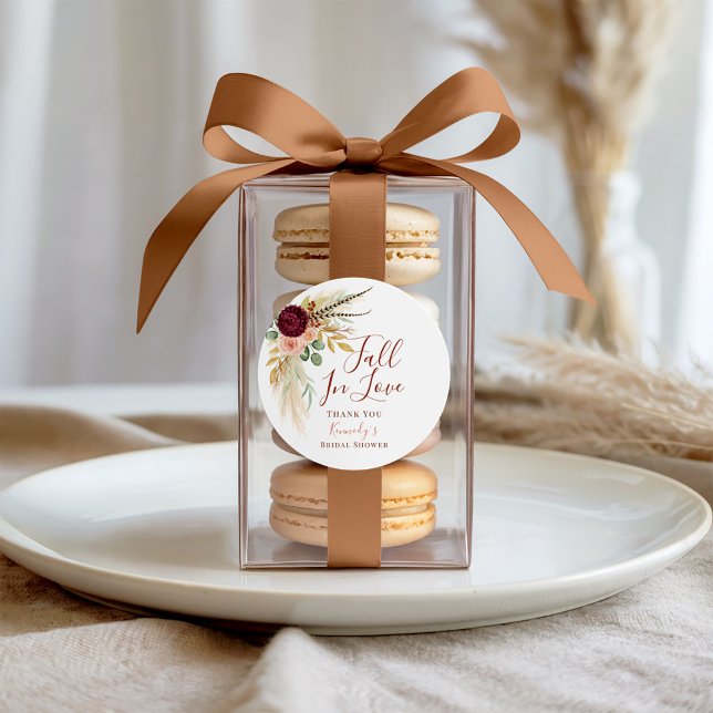 Fall der Liebe Boho Pampas Grass Autum Floral Runder Aufkleber (Von Creator hochgeladen)