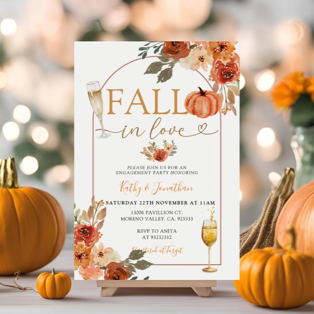 Fall der Liebe Boho Pumpkin Arch Engagement Party Einladung (Von Creator hochgeladen)