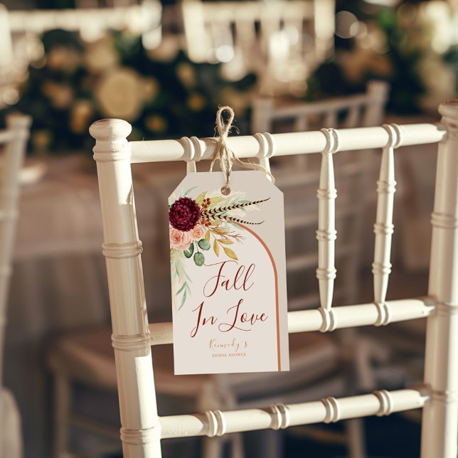 Fall der Liebe Boho Rust Arch Pampas Floral Bridal Geschenkanhänger (Von Creator hochgeladen)