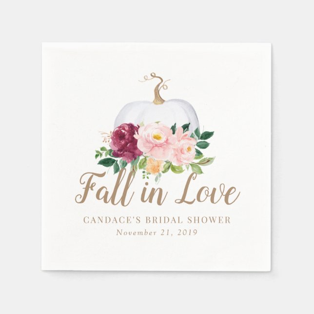 Fall der Liebe Brautparty Napkins mit Pumpkin Serviette (Vorderseite)