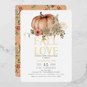 Fall der Liebe Floral Orange Pumpkin Brautparty Folieneinladung