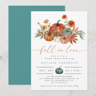 Fall der Liebe Floral Pumpkin Brautparty Einladung