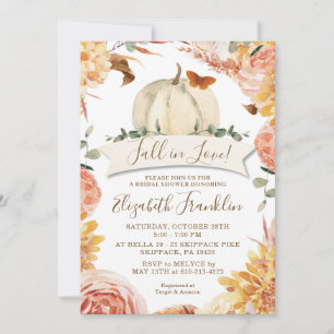 Fall der Liebe Floral und Pumpkin Brautparty Inv Einladung