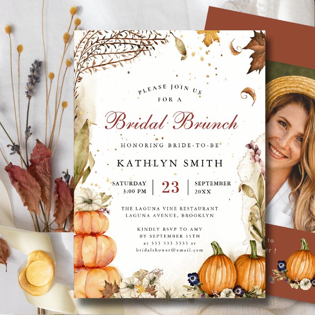 Fall der Liebe Pumpkin Botanischer Bridal Brunch Einladung (Von Creator hochgeladen)