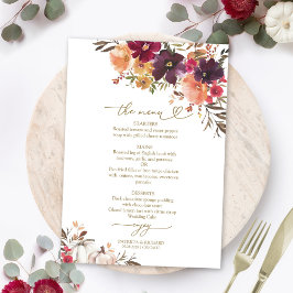 Fall der Liebe Pumpkin Burgundy Wedding Menu Card Einladung