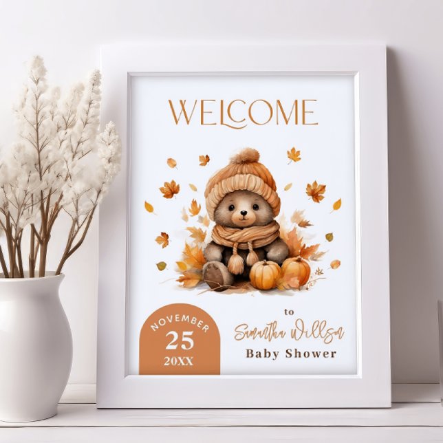 Fall der Liebe Teddy Bären Orange Pumpkin Willkomm Poster (Von Creator hochgeladen)