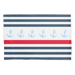 Fall der Nautical Navy und des White Strip Anchor  Kissenbezug