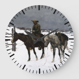 Fall des Cowboy Frederic Remington 1895 Western Große Wanduhr