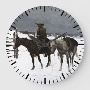 Fall des Cowboy Frederic Remington 1895 Western Große Wanduhr