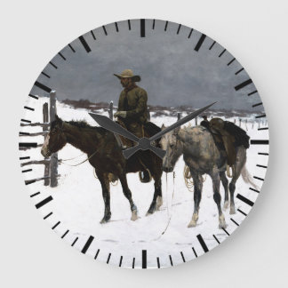 Fall des Cowboy Frederic Remington 1895 Western Große Wanduhr