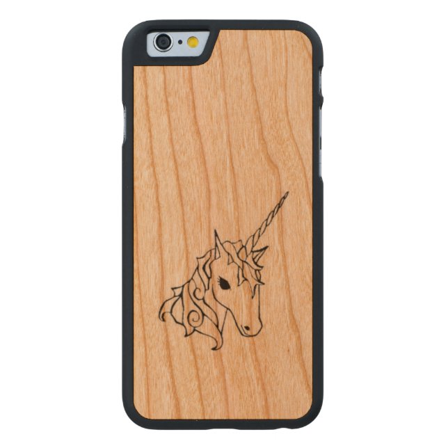 Fall des Einhorns iphone6 Carved Wood iPhone Hülle (Rückseite)