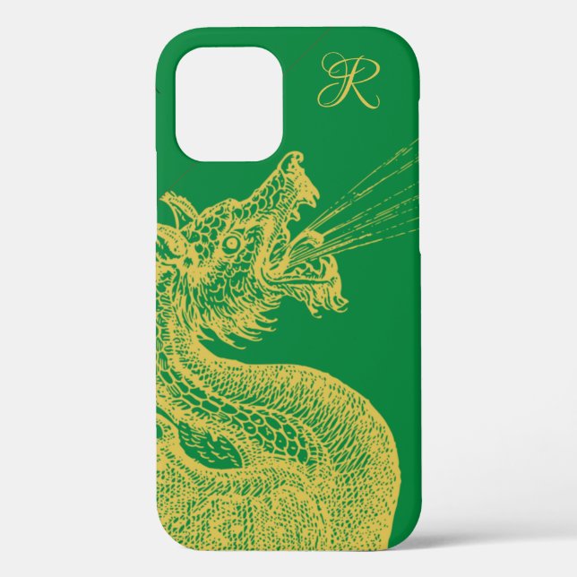 Fall des klassischen Gold Dragon Monogram Case-Mat Case-Mate iPhone Hülle (Rückseite)