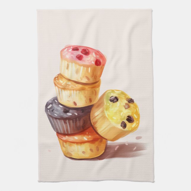 Fall des Muffin Tower Geschirrtuch (Vertikal)