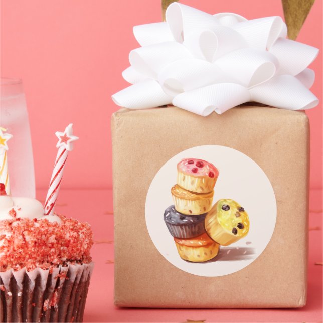 Fall des Muffin Tower Runder Aufkleber (Party)
