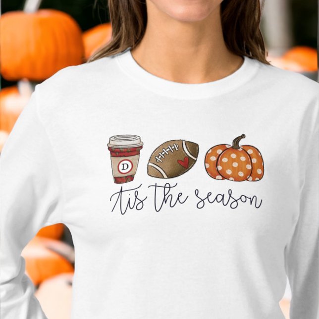 Fall Dies ist die Saison Custom Coffee Football Pu T-Shirt (Von Creator hochgeladen)