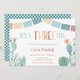 Fall Drei-ESTA Girl 3. Geburtstag Party Fiesta Einladung