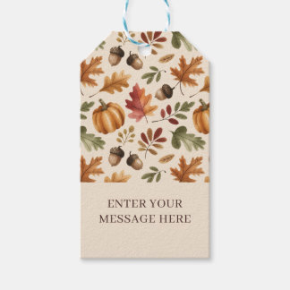 Fall Earthy Orange Wasserfarbe Pumpkin Maple Blätt Geschenkanhänger