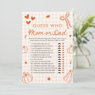 Fall Ein Kleiner Kürbis Errate Wer Mom oder Dad Sp Einladung