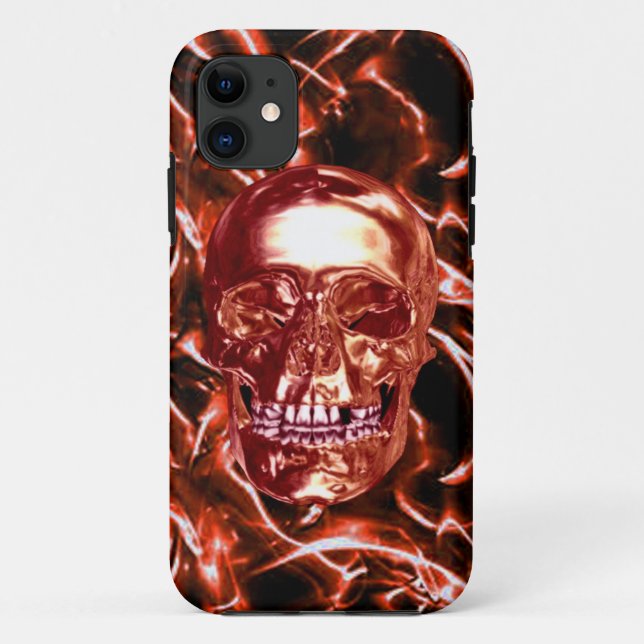 Fall: Electric Red Chrome Skull iPhone 5 Case-Mate iPhone Hülle (Rückseite)
