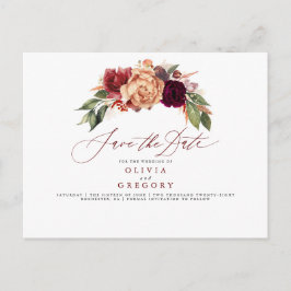 Fall Elegant Floral Save the Date Ankündigungspostkarte