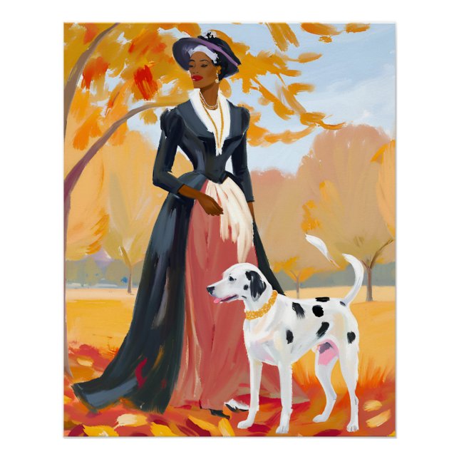 Fall Elegante: Frau mit Dalmatiner in Regency Poster (Vorderseite)