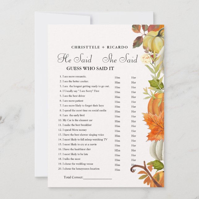 Fall Er sagte, sie habe Brautparty-Spielkarte Ankündigung (Vorderseite)